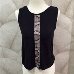 Ultracor Black Sleeveless Top with Animal Print Accent in XS